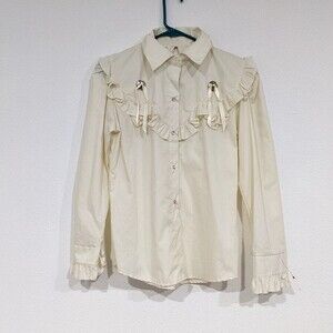 Vtg Western Style Pearl Button Blouse, Cream, Carol's Country Corner, Women's 6